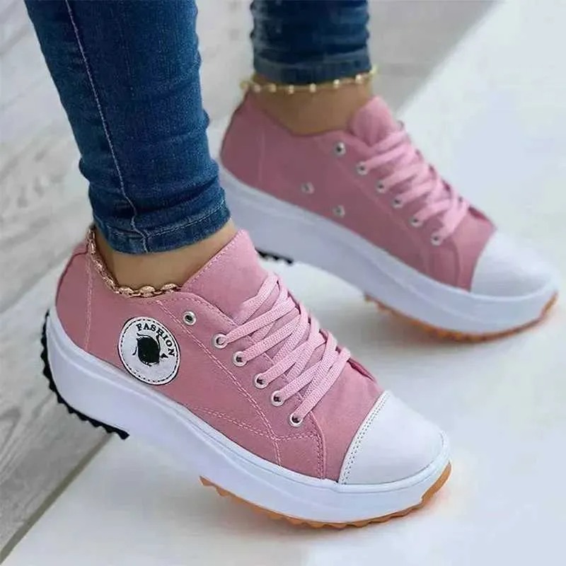 Casual Shoes Womens High-End Brand Sports Shoes Comfortable Breathable Ladies Canvas Shoes Casual Shoes Flat Lace Up for WomenL464