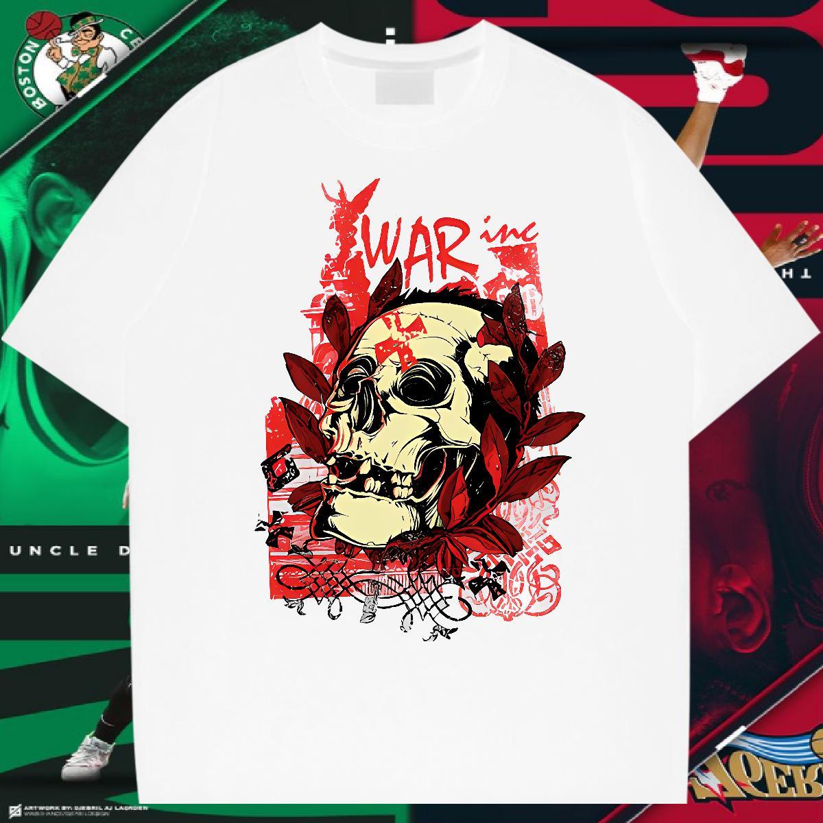 Free Shipping Anime Printing Street Men Tops Tees scary Breathable Short Sleeve 100% Cotton 230g Man T Shirts Brand Plus Size Cartoon Polos