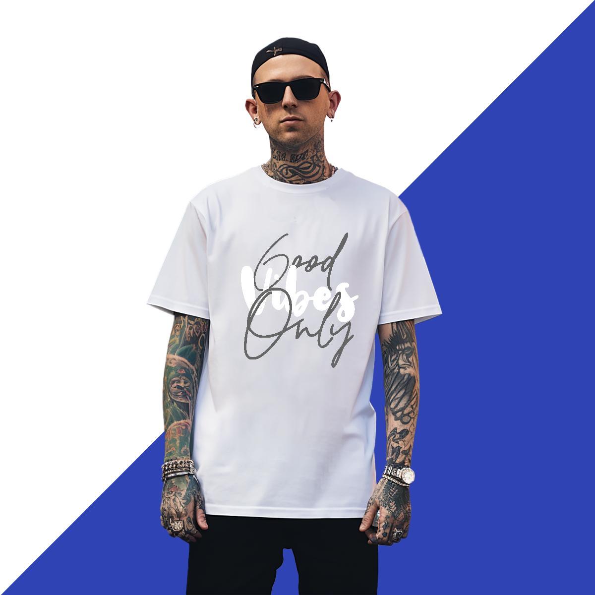 Popular Mens Tshirts Sport 230g Cotton DIY Anime Breathable Crew Neck letter T-Shirts Classic Casual Tops Tees