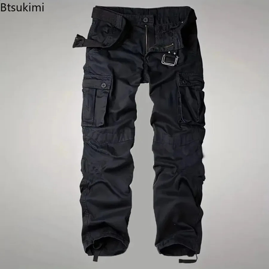 mens camouflage cargo pants fashionable multi pocket tactical combat suit loose cotton outdoor casual 240821