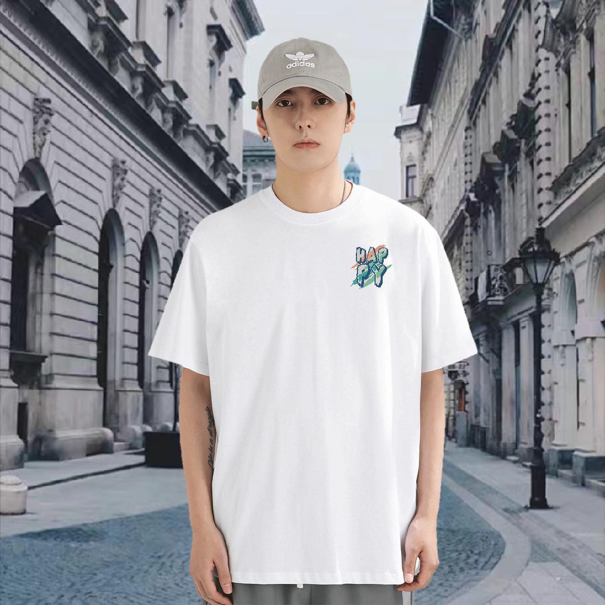 Fashion Design Sports Casual Tshirt for Man Woman happy Breathable Crew Neck 230g Pure Cotton T shirt Unisex Cartoon Printing L-4XL Polos