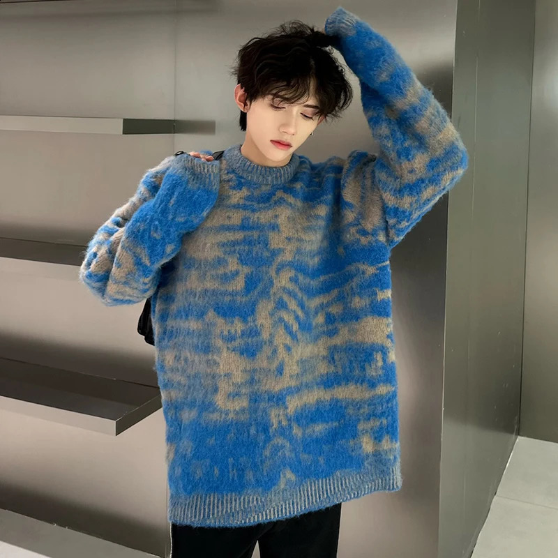 IEFB Round Collar Male Pullover Sweaters Casual Contrast Color Mens Knitting Pullovers Fashion Spring Korean Style 9C4162 240821