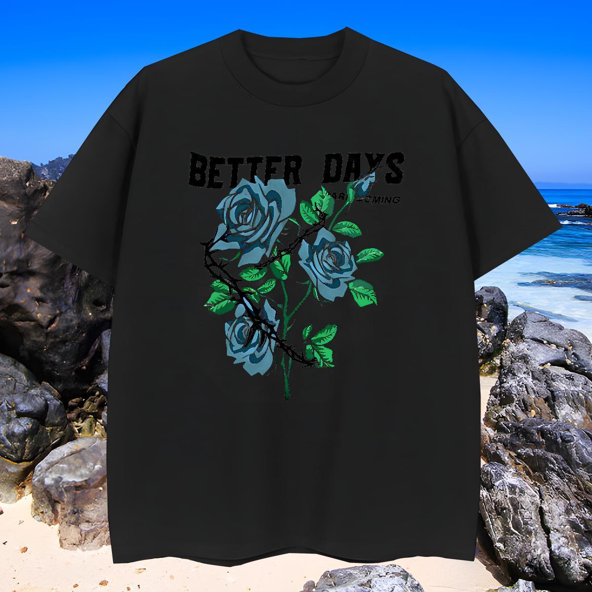 Unisex T-Shirts flower Breathable Short Sleeve Daily Wear Oversized 4XL 100% Cotton 230g Men Tshirts Fashion New Polos