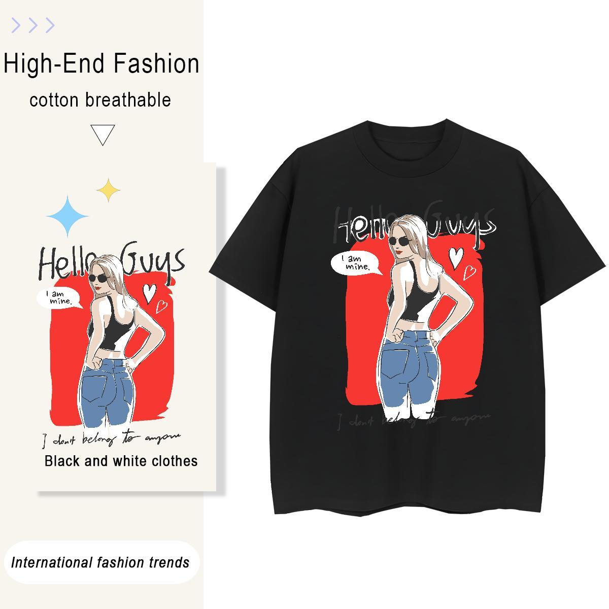 New T-Shirts 100% Cotton 230g Breathable Soft Sport character Woman Tshirt 5A Customized Wear