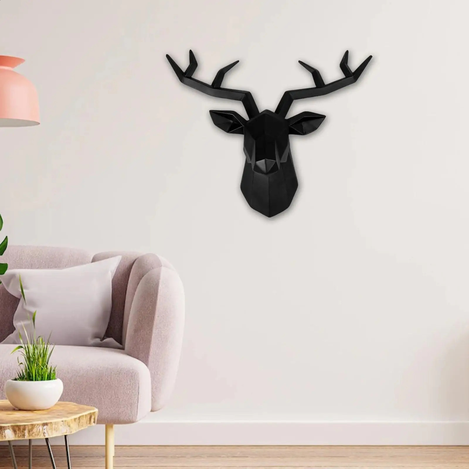 Resin deer head sculpture animal statue wall mounted geometric elk collection modern deer horn decoration statue 240810
