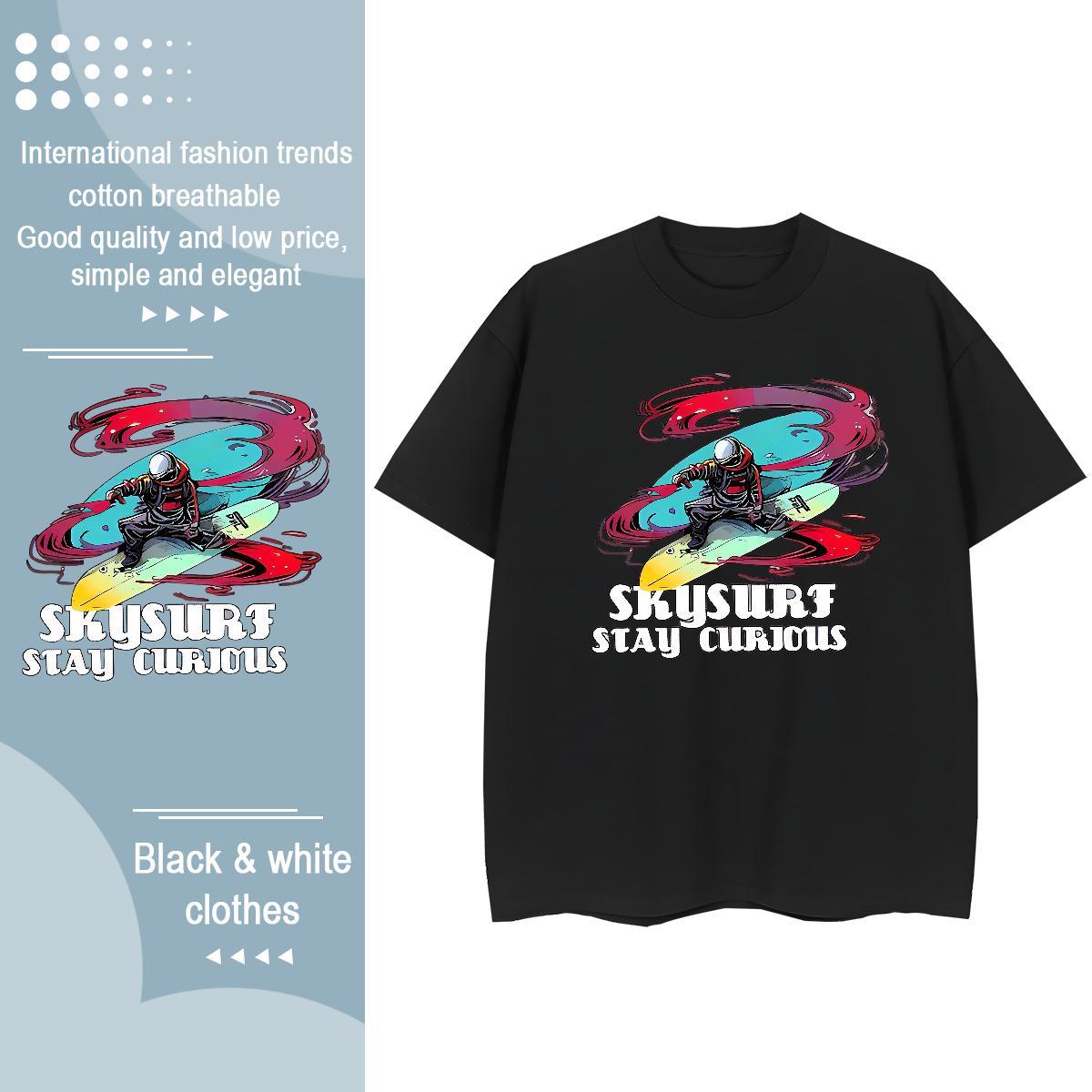 Brand Womens T Shirts Round Neck Short Sleeve 230g Pure Cotton Unisex Tshirts DIY Anime Printed person Daily Outfit Loose Wear