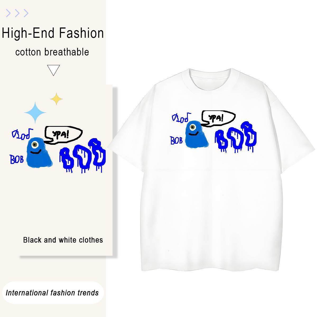 Classic Tshirt for Man Woman Casual Beach 230g Cotton Cartoon Printing L-4XL Breathable Short Sleeve cartoon T shirt 2024 Summer Top Tees