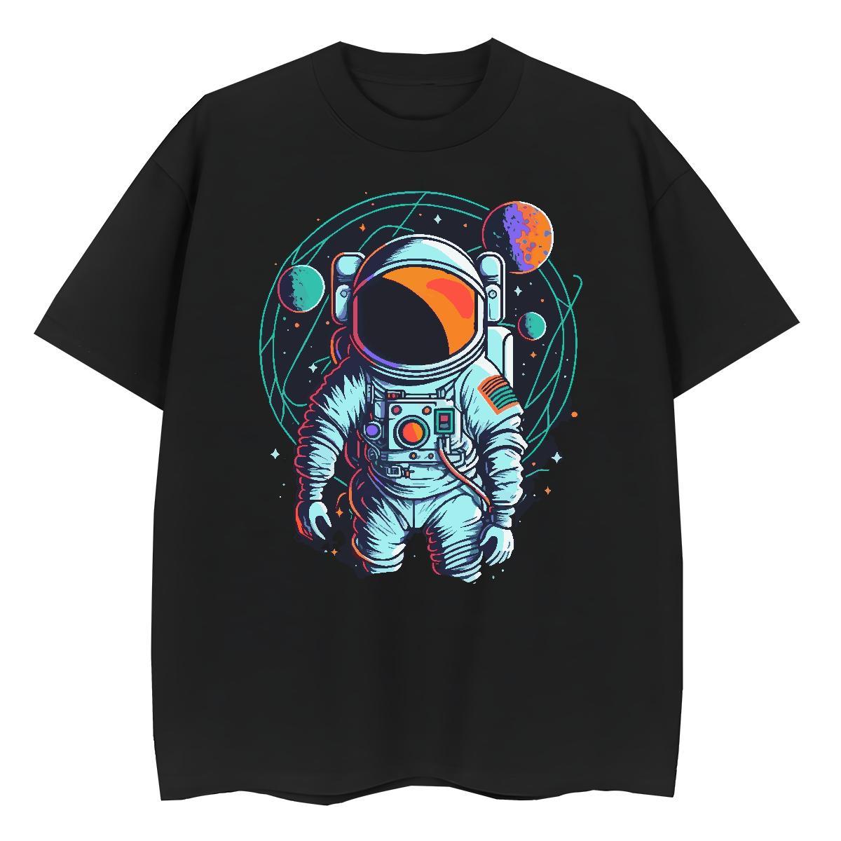 Female Womens Tshirts 230g Pure Cotton cosmonaut Hip Hop Street Women T Shirts Breathable Crew Neck Custom Printing Tops Shirt