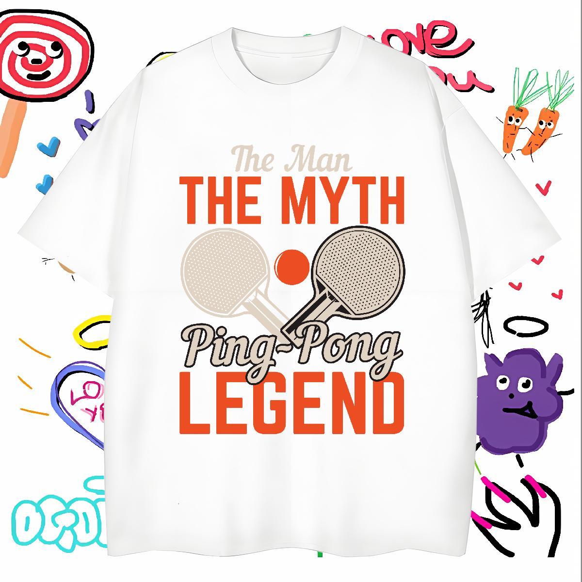 Loose PING PONG T shirt Casual Tshirt for Man Woman 230g Cotton Wholesale O-Neck Short Sleeve Anime Clothes