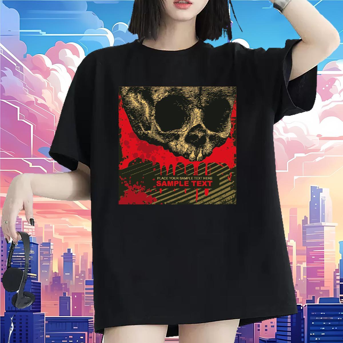 5A Tshirt for Man Woman 230g Cotton scary Beach T-Shirts Short sleeve Soft Plus Size Cartoon Tees Shirts