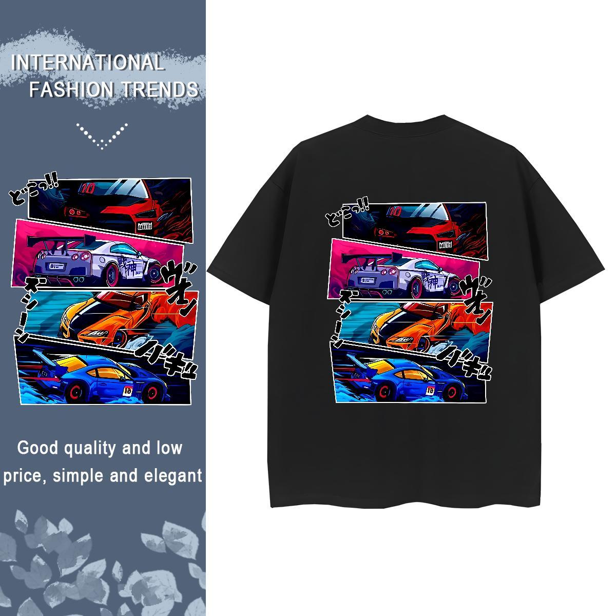 Fashion Casual Women T Shirts 230g 100% Cotton Breathable Soft High Street Hip Hop car Lady T shirt Free Shipping DIY Anime Top Shirts