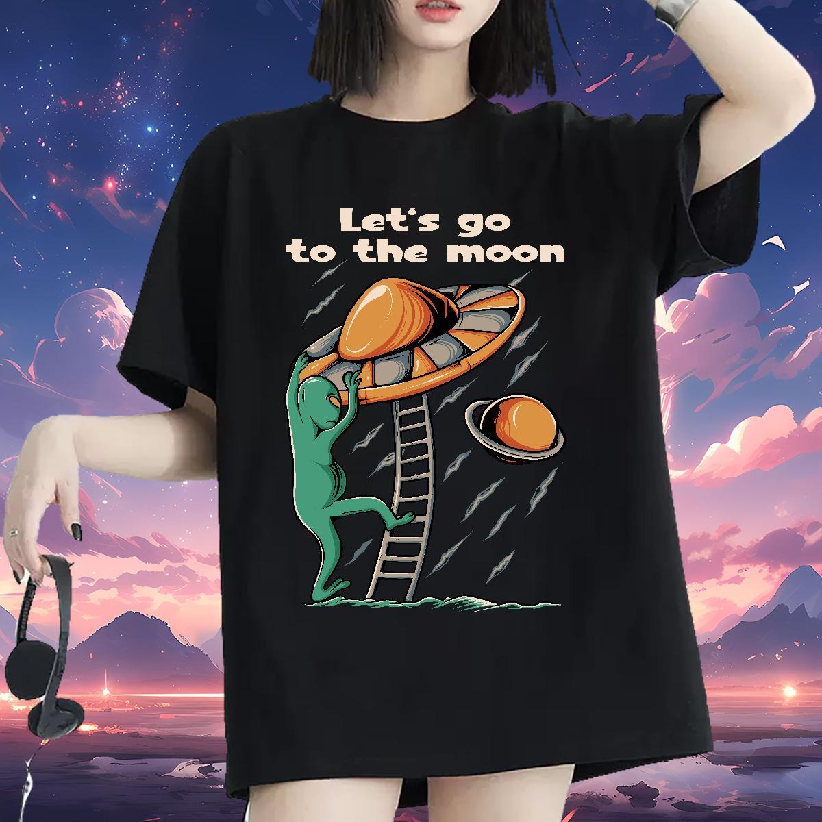 Fashion New T Shirt For Woman Round Neck Short Sleeve 230g 100% Cotton Lady T shirt Custom Printed ET Street Casual Loose fit Tees