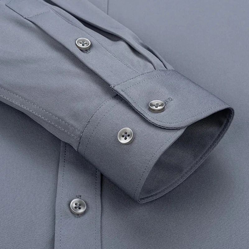 Mens Stretch Shirt Plus Size Long Sleeve Dress Shirts Slim Fit Business Casual Clothing Mens Fashion Top NS5735 240822