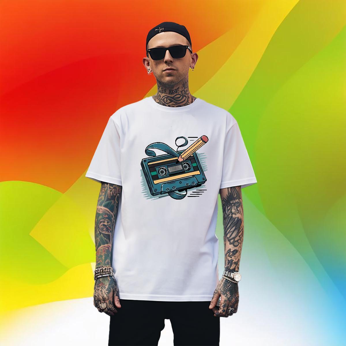 Free Shipping radio T-Shirts for Men Street Tshirts 230g 100% Cotton Fashion Designer Breathable Short Sleeve Custom Cartoon Clothings