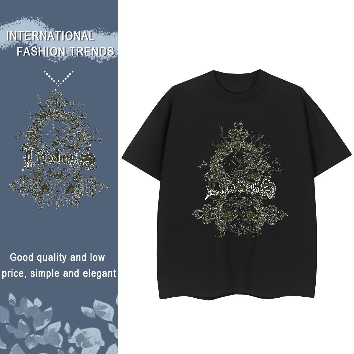 2024 T-Shirts for Women 230g Cotton Short sleeve Soft Summer Casual skull Couples T Shirts Loose Oversized L-4XL Tee Shirt