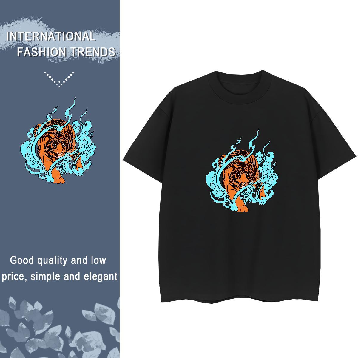 Casual New T Shirts Women Breathable Soft 100% Cotton 230g Lady T shirt Custom Printed tiger Casual Sport Nice Polos