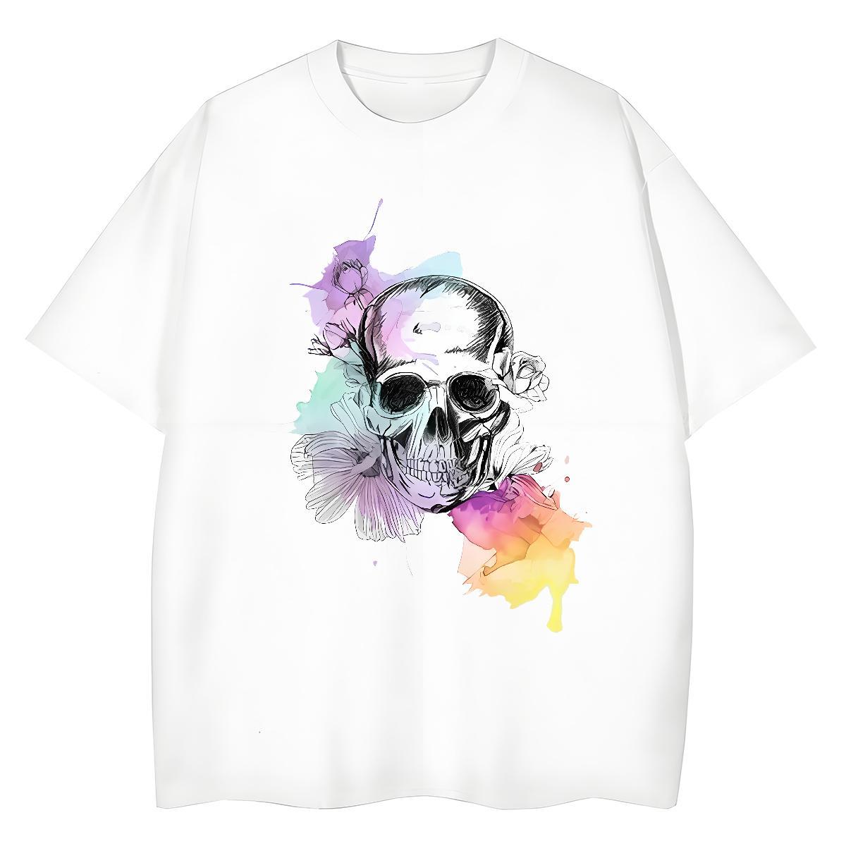 Custom Womens T Shirts 230g 100% Cotton Crew Neck Hip Hop skull Woman Tshirt Female Graphic Tees