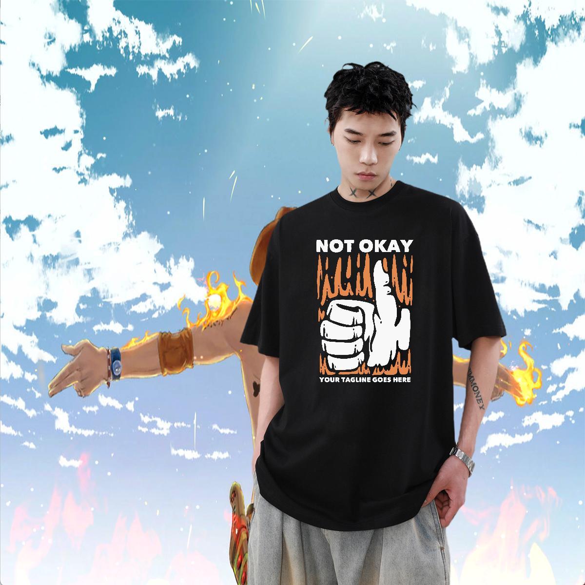Fashion Casual Daily Wear Men Tops Tees hand Breathable Short Sleeve 230g 100% Cotton Mens T Shirts Unisex Cartoon Print Top Tees