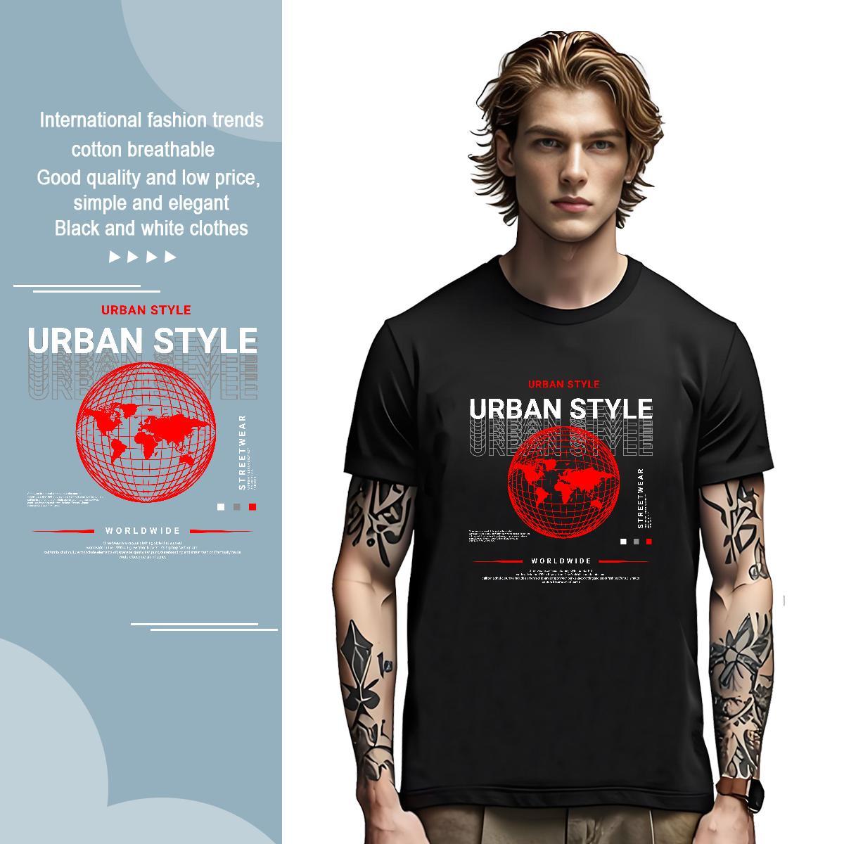 Popular earth T Shirts Men Hip Hop Street Men Clothes T-Shirt 230g Cotton Custom Crew Neck Plus Size Cartoon Tee Shirt