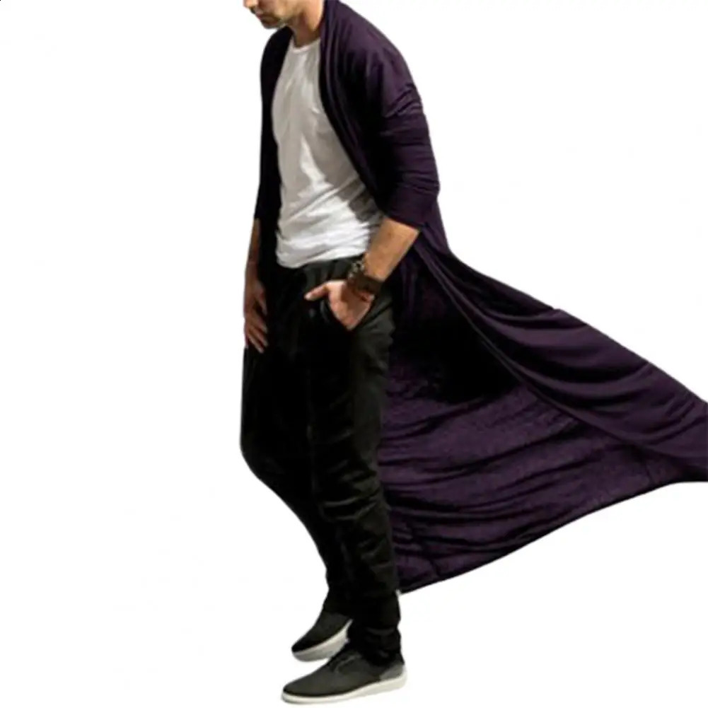 50%Autumn Mens Cardigan Long Sleeve And Ankle Mens Cardigan Simple Solid Color Front Cardigan Coat Mens Medium Long Coat 240822