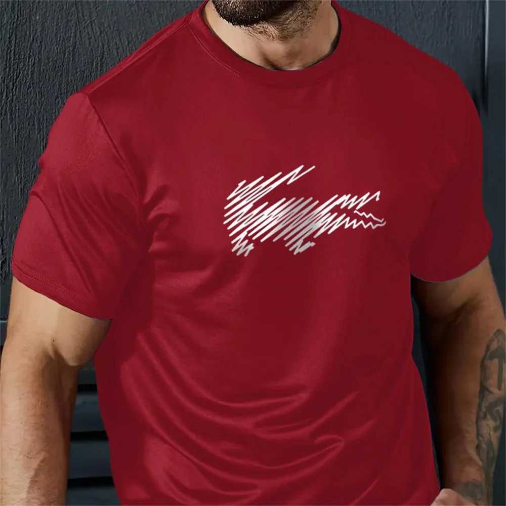 Casual mens T-shirt crocodile pattern T-shirt mens loose short sleeved T-shirt 3D printed T-shirt outdoor oversized mens clothingW240716
