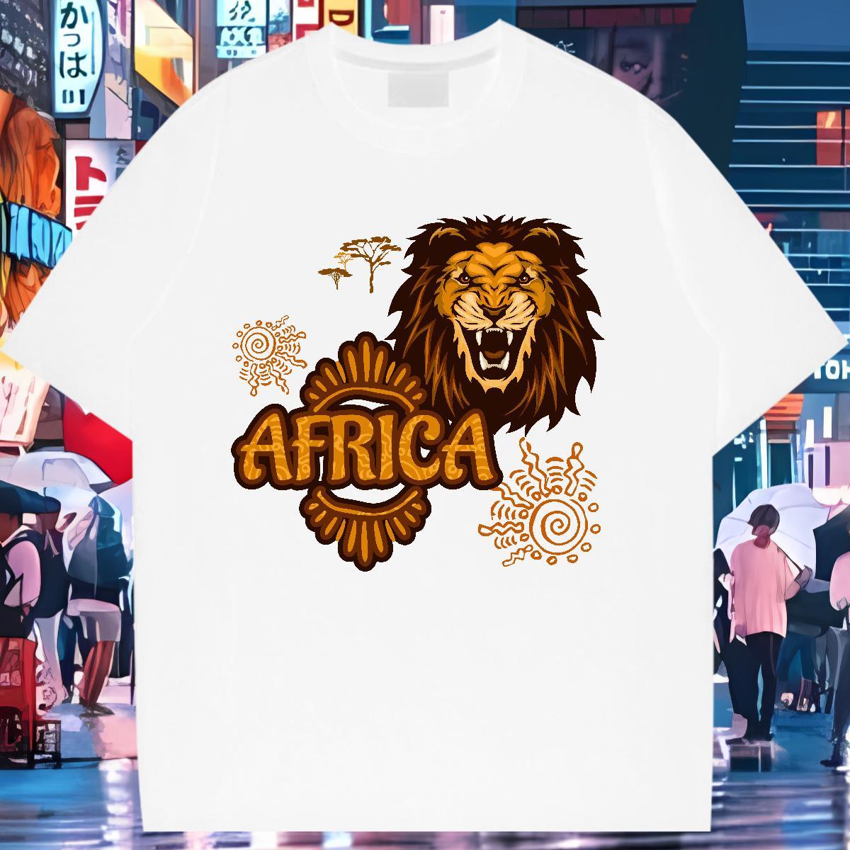 New Arrival T Shirts Women Short Sleeve O-Neck 100% Cotton 230g Tshirt for Man Woman Oversized L-4XL Africa lion Street Designer Tops Tees