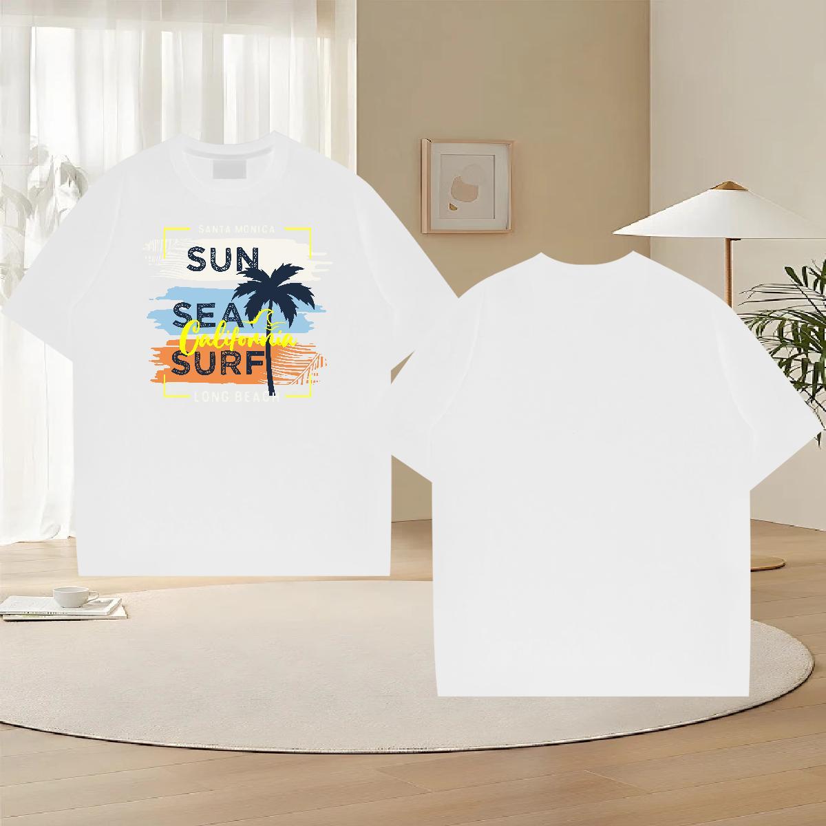 Comfortable Men Tshirts Casual Beach 230g 100% Cotton Oversized O Neck Short Sleeves tree T Shirt For Man 2024 DIY Clothings