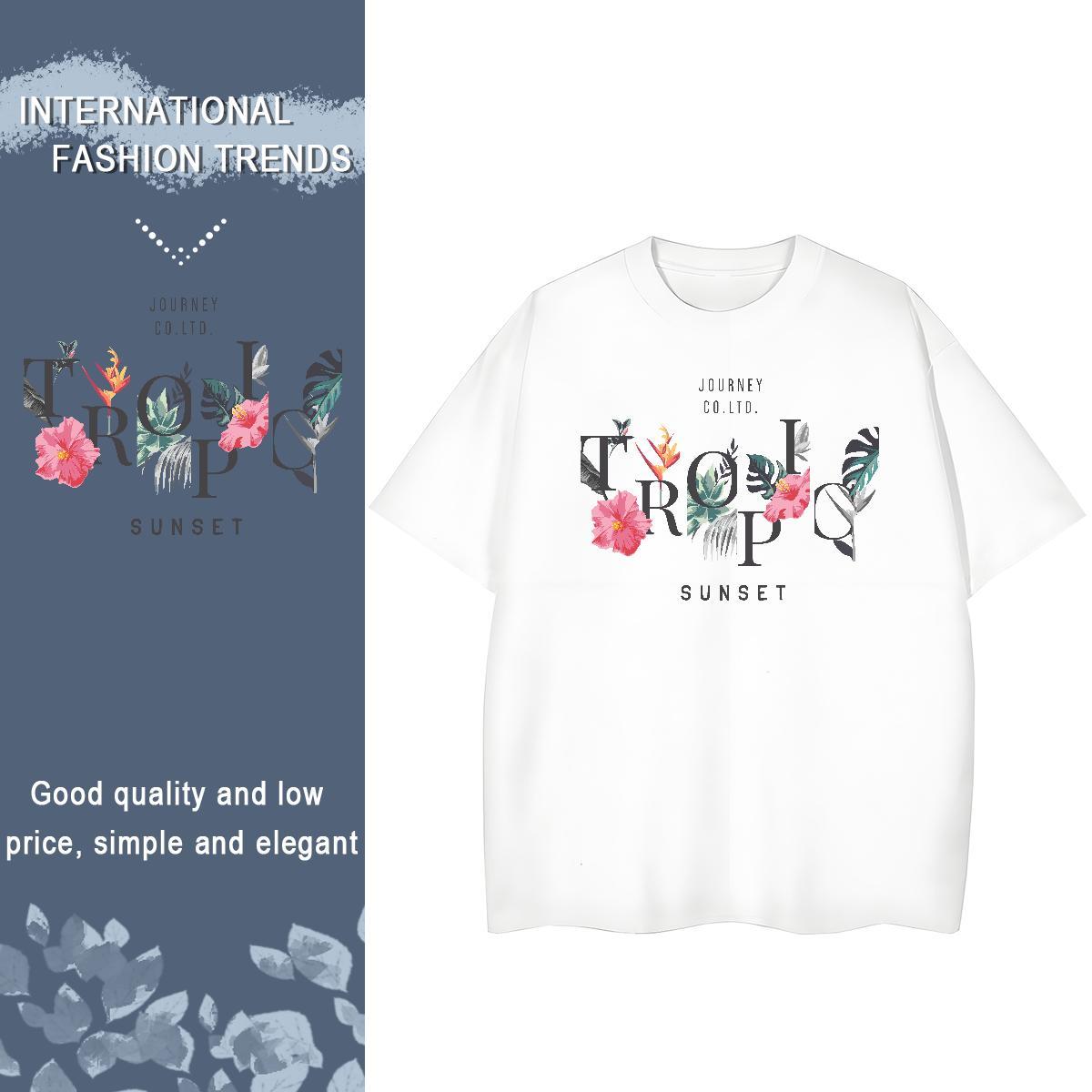 2024 Designer Womens T Shirts Short Sleeve O-Neck 230g Cotton Women Tees Black Oversized flower Daily Wear Nice Tee Shirt