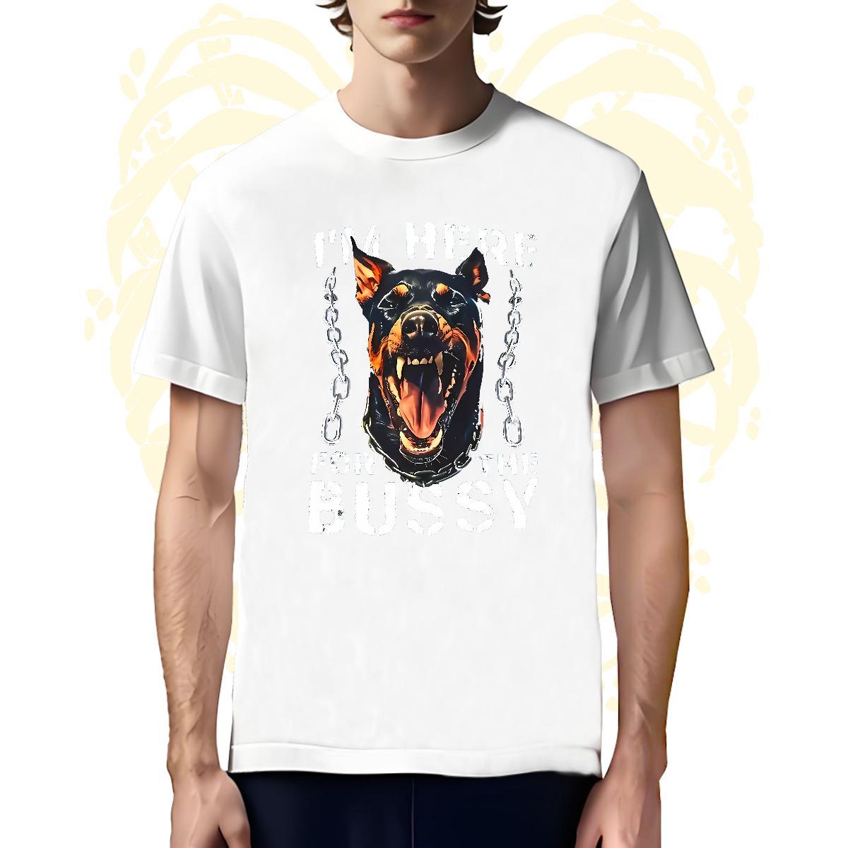 Soft T Shirt For Man dog Breathable High Street Hip Hop Graphic 230g Pure Cotton Men Tees New Designer Clothes