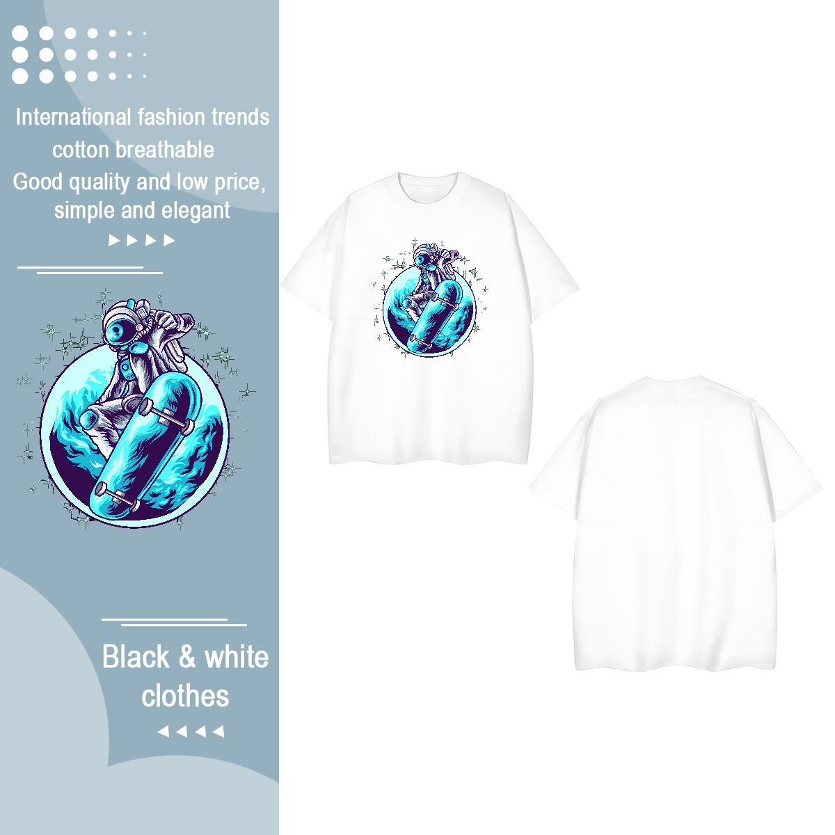 Designer T-Shirts Breathable Crew Neck 230g 100% Cotton Woman Tshirt White Plus Size spaceman Hip Hop Street Comfortable Wear