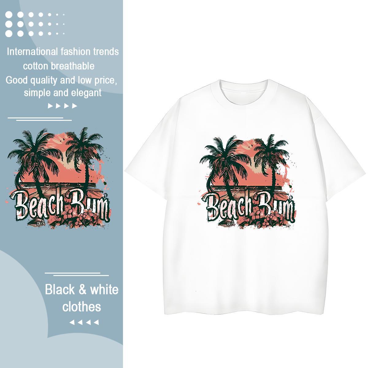 New T Shirt For Woman Comfortable 230g Pure Cotton Womens Tshirts DIY Anime beach Street Casual Soft Tops