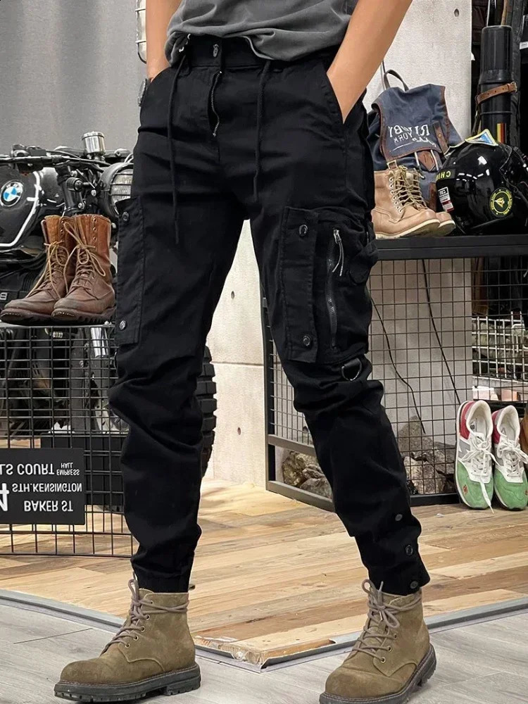 Mens cargo pants with multiple pockets mens Trousers bicycles motorcycles ultrathin hiking Emo spandex loose fitting formal wear 240821