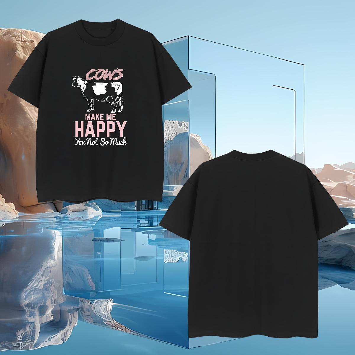 Designer happy T shirt Casual Couples T Shirts 230g Cotton Casual New Breathable Short Sleeve Custom Printed Tops