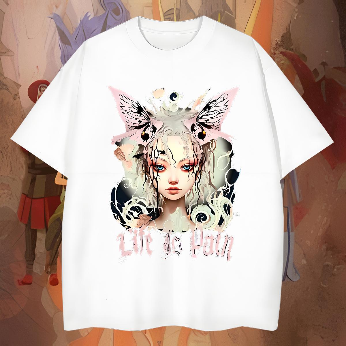 Classic Butterfly Girl T shirt Sport Men Tees 230g Cotton 2024 DIY Breathable Short Sleeve White Plus Size Tops