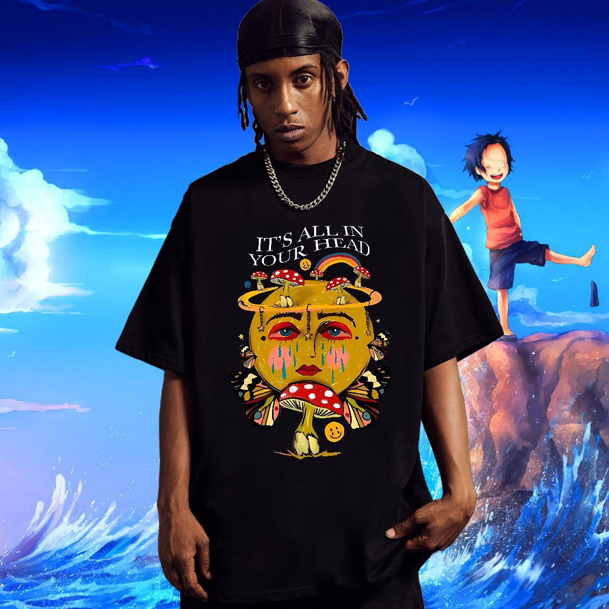 Factory Direct rainbow Tshirts 100% Cotton 230g T Shirts Men DIY Anime Street wear Hip Hop Breathable High Quality Tee Shirt