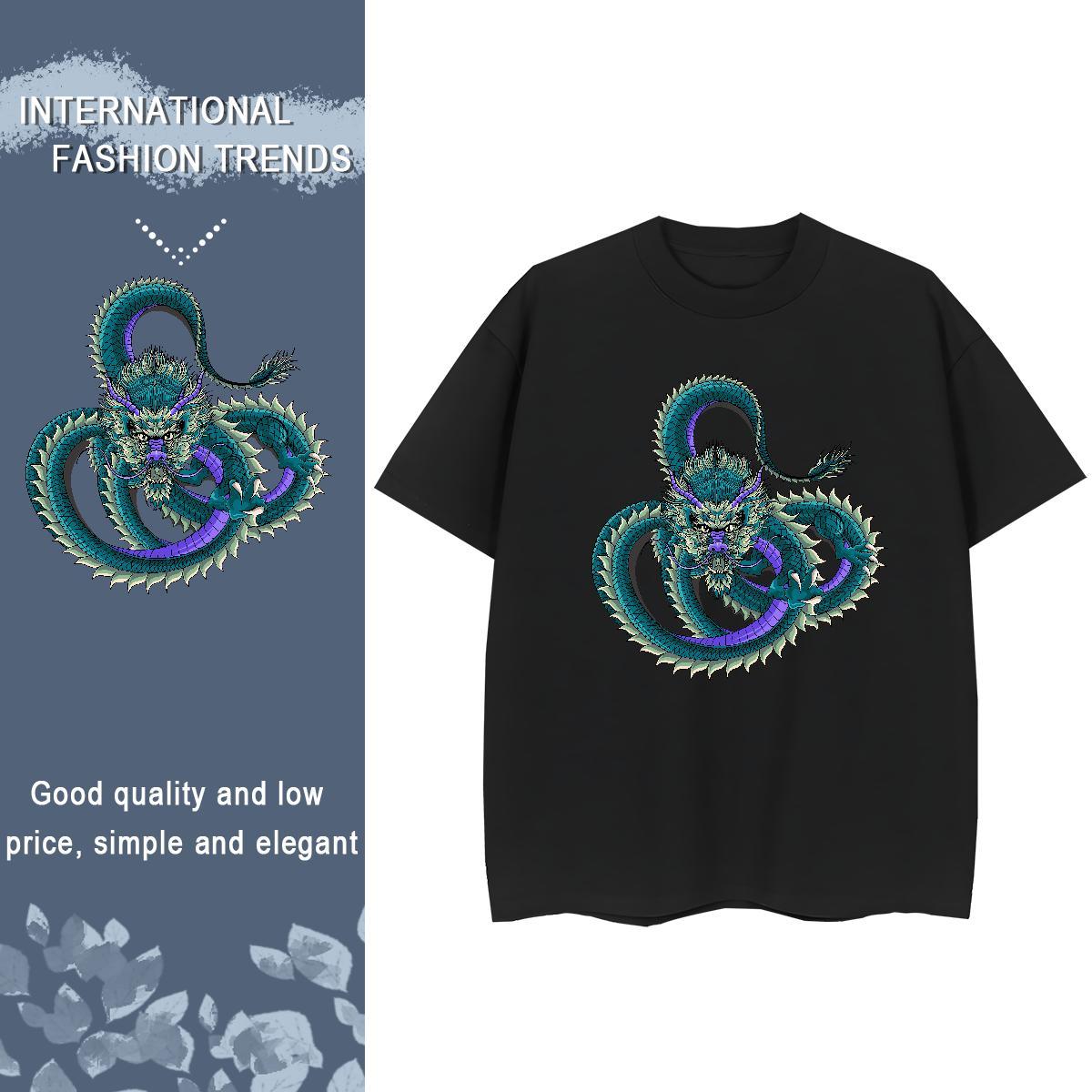 Brand T Shirt For Woman 100% Cotton 230g Round Neck Short Sleeve Spring Summer dragon Lady T shirt Comfortable Black Oversized Top Tees