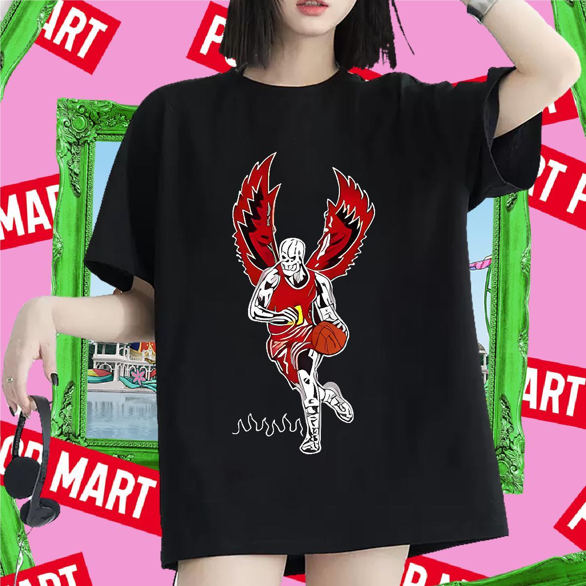 New Arrival T shirt 100% Cotton 230g Breathable Short Sleeve High Street Hip Hop skull Women Tshirts Unisex DIY Anime Clothes