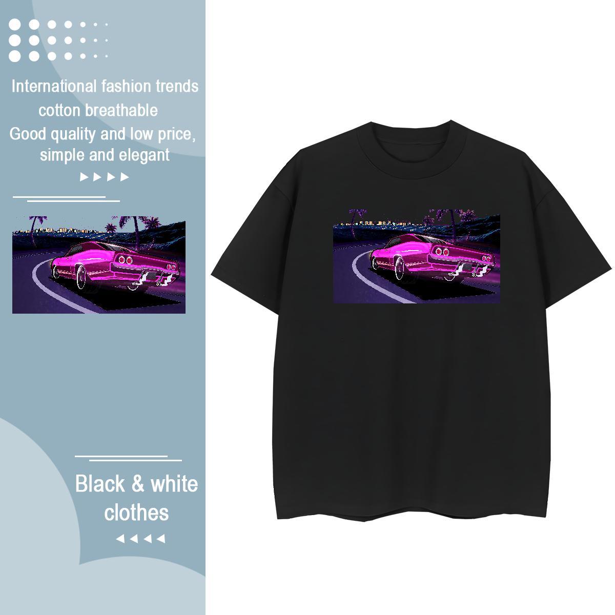New Women T Shirts 100% Cotton 230g Breathable Crew Neck Hip Hop car Woman Tshirt Wholesale Black White Tops