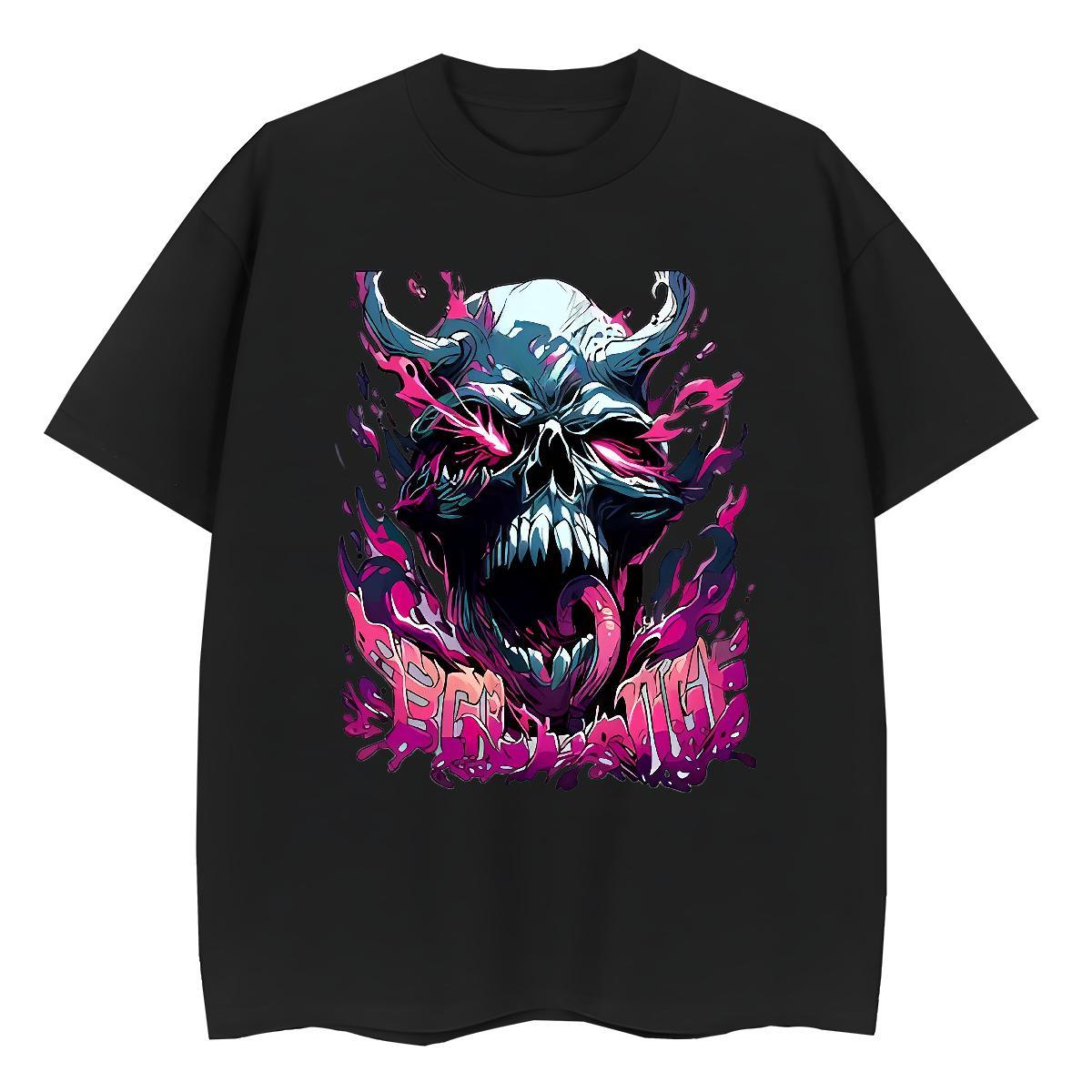 2024 DIY T Shirt For Woman 230g 100% Cotton Breathable Crew Neck Home Outdoor skull Tshirt for Man Woman Comfortable Customized Top Shirts