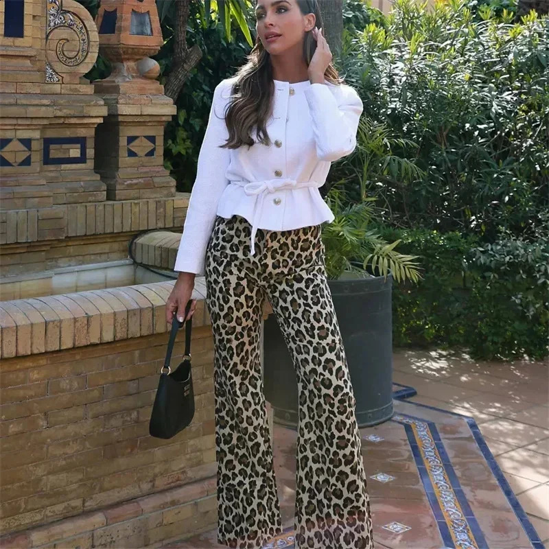 Leopard Pants Women Animal Print Baggy Pants Y2k Summer Casual Loose Womens Pants Vintage Mid-Rise Trousers Womens 240821
