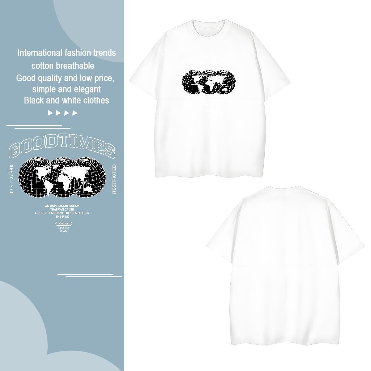 Cool earth Men T Shirts Anime Printing Street Couples T Shirts 230g Cotton Casual New Pure Cotton Customized Tops Tees