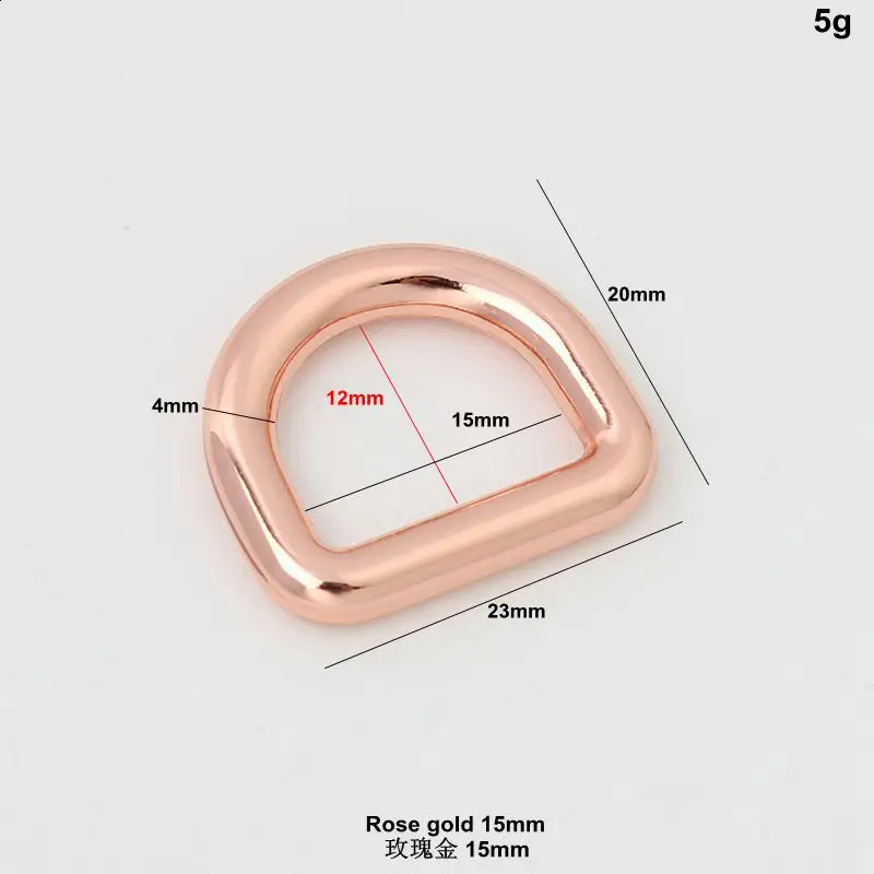 10mm 1m 15 19mm 25mm 30mm Rose Gold Bag Polishing Nickel Inner Bag Metal Accessories Alloy Circular Welding D-Ring DIY Bag Parts 240821