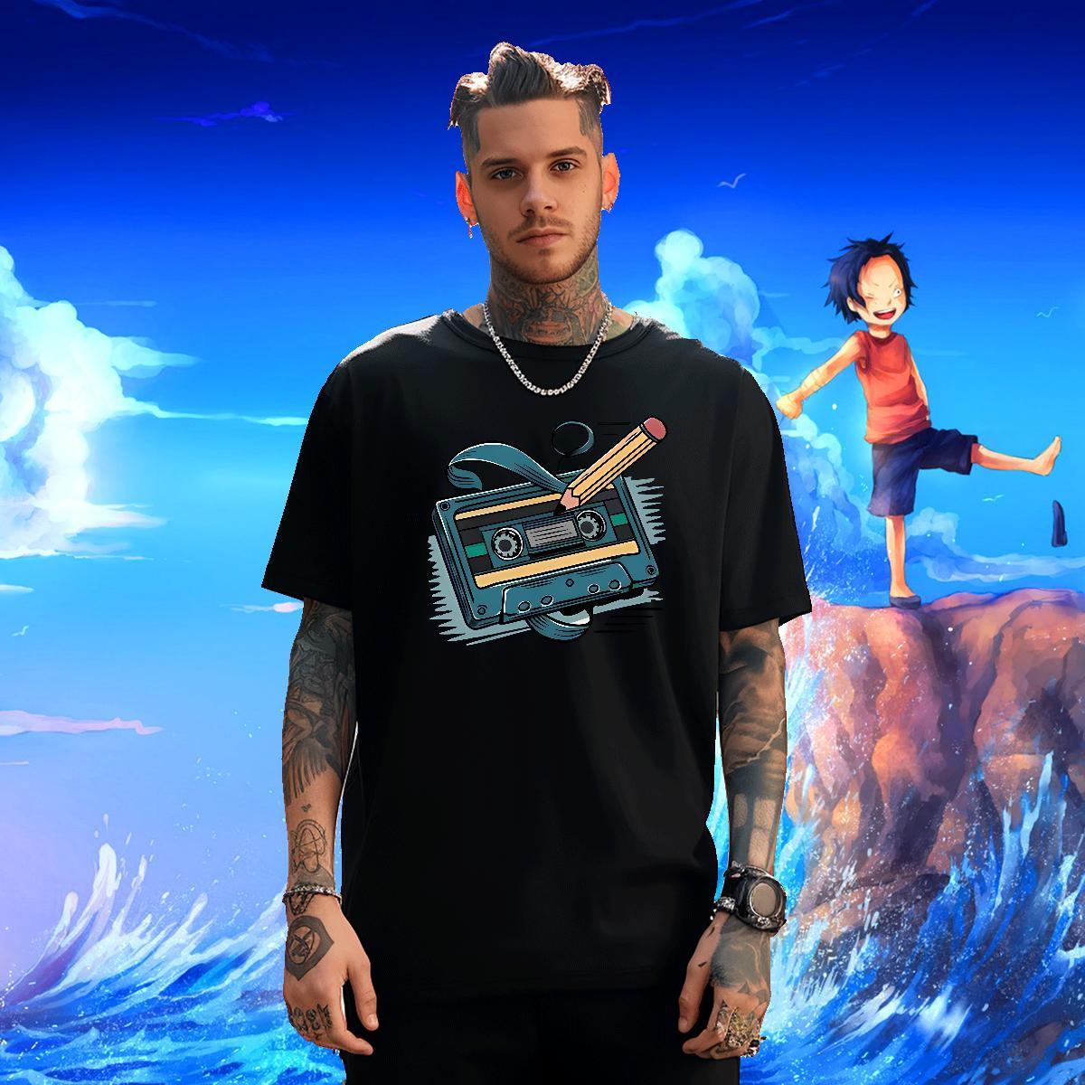 Unisex Men Clothes T-Shirt Outdoor 230g Cotton Graphic Round Neck Short Sleeve radio Men T Shirts Classic Top Tees