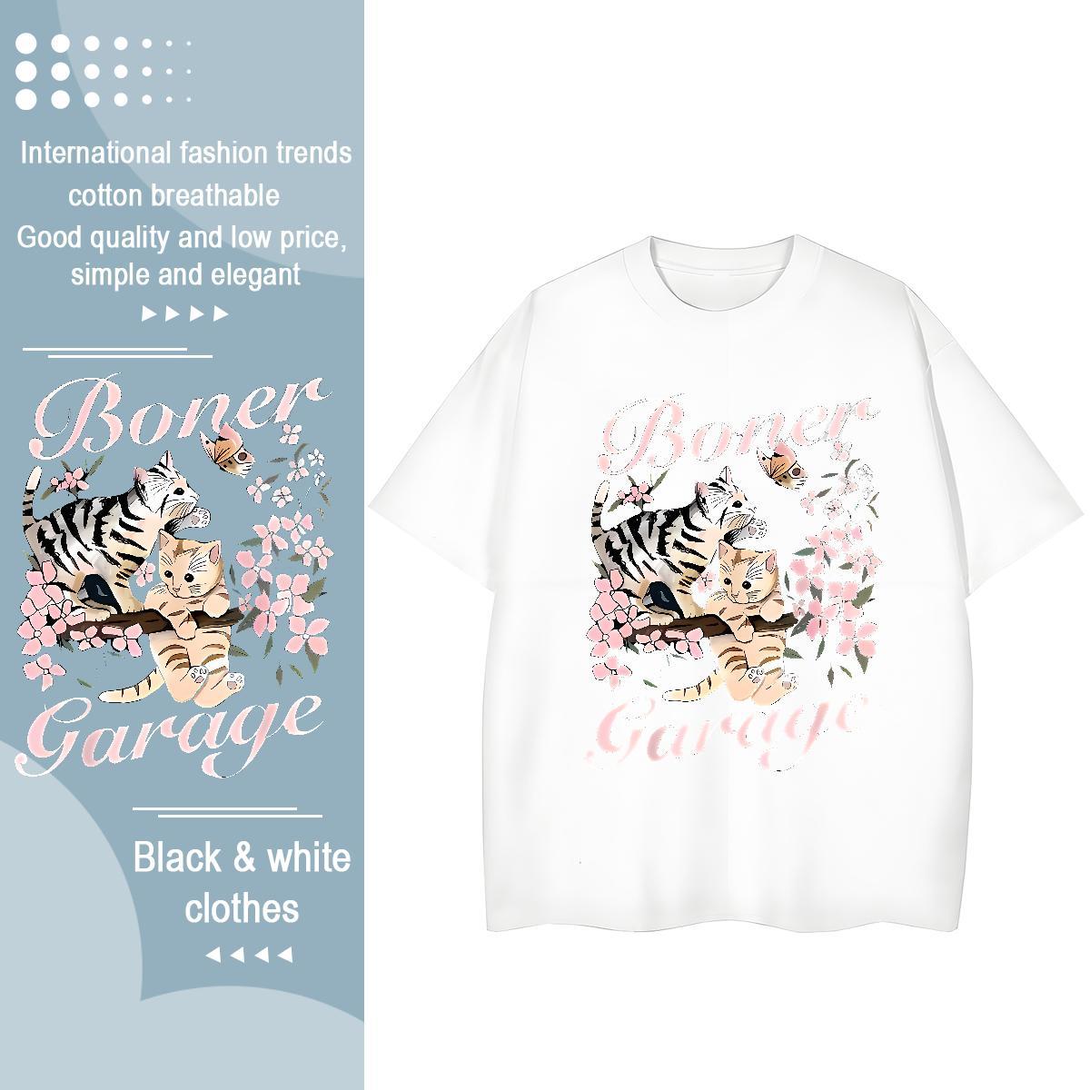 TOP Quality T Shirt For Man cat Breathable Short Sleeve Summer Casual Customized 230g Pure Cotton Couples T Shirts Classic Tops