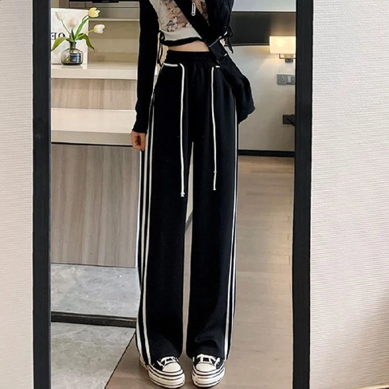 Womens Clothing Spring Autumn Trendy High Street Harajuku Y2K Pants Casual Sports Joggers Straight Trousers Wide Leg Sweatpants 240821