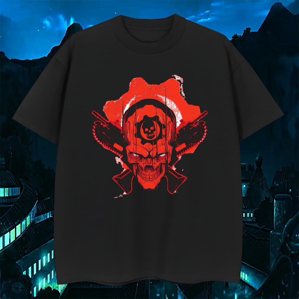 Custom Daily Wear Men Tshirts skull Short Sleeve O-Neck 230g Pure Cotton T-Shirts for Men Loose Cartoon Print Tee Shirt
