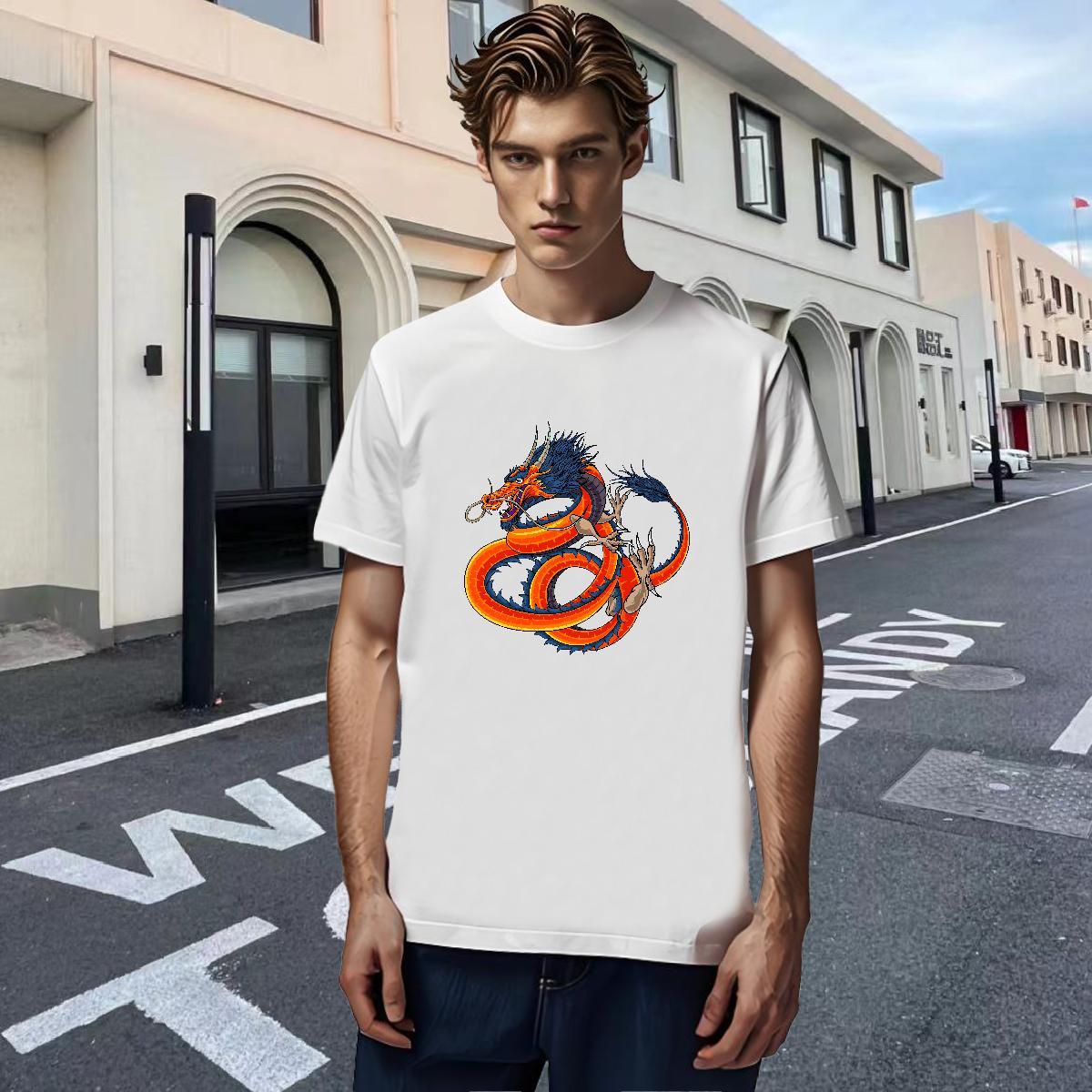 Designer Men Clothes T-Shirt Street Wear 100% Cotton 230g Customized Print O Neck Short Sleeves dragon T shirt Classic Clothings