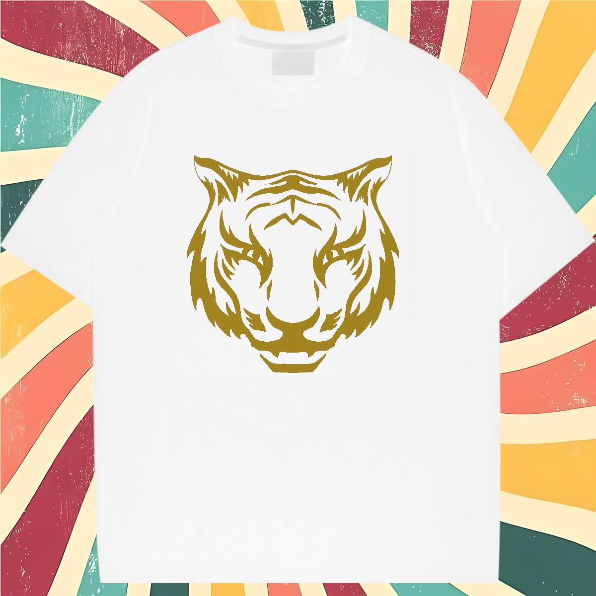 New Arrival Woman T Shirts Crew Neck Breathable 230g Cotton Lady T shirt Cartoon Anime tiger Casual Sport High quality Tshirts