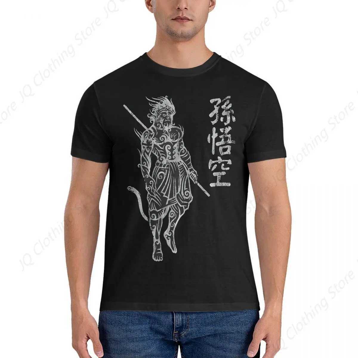 Terrific T Shirt Mens Cotton Vintage T-Shirts Round Neck Black Myth Wukong Tee Shirt Short Sleeve Clothing Gift Idea M240822