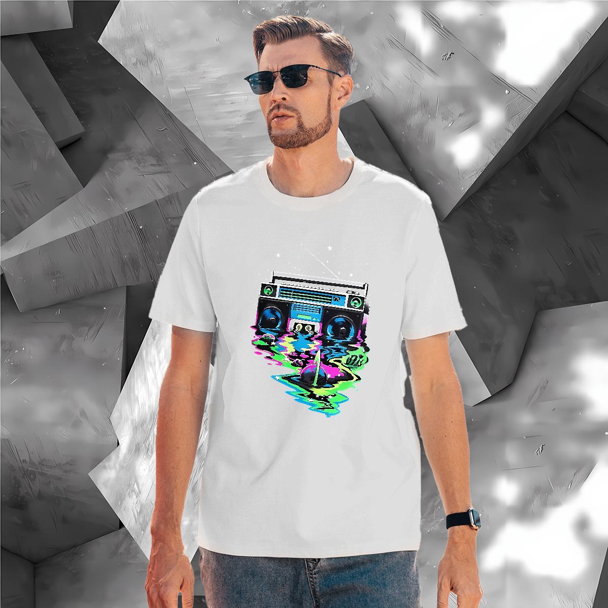Loose Fit radio Mens T Shirts Street Men Tshirts 100% Cotton 230g Stylist Breathable Soft Skull Tops